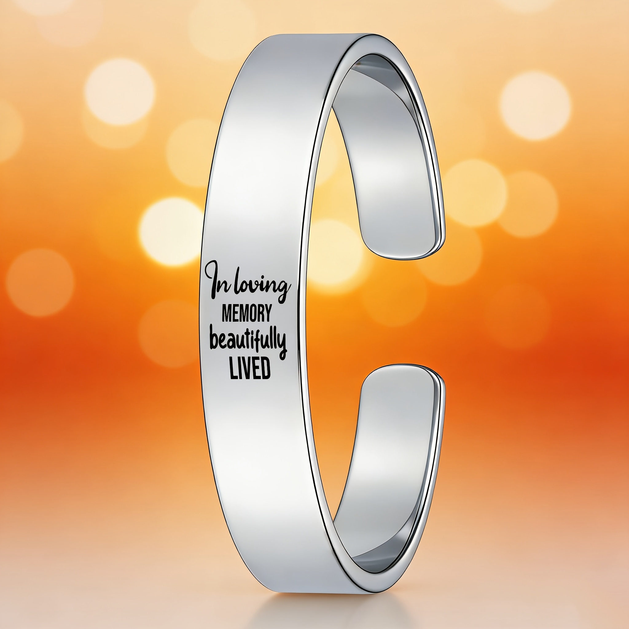 In Loving Memory Stainless Steel Open Bangle Bracelet